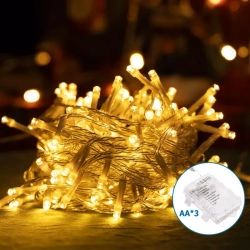 Lampki choinkowe na 3 baterie AA 100LED 10m Ciepłe